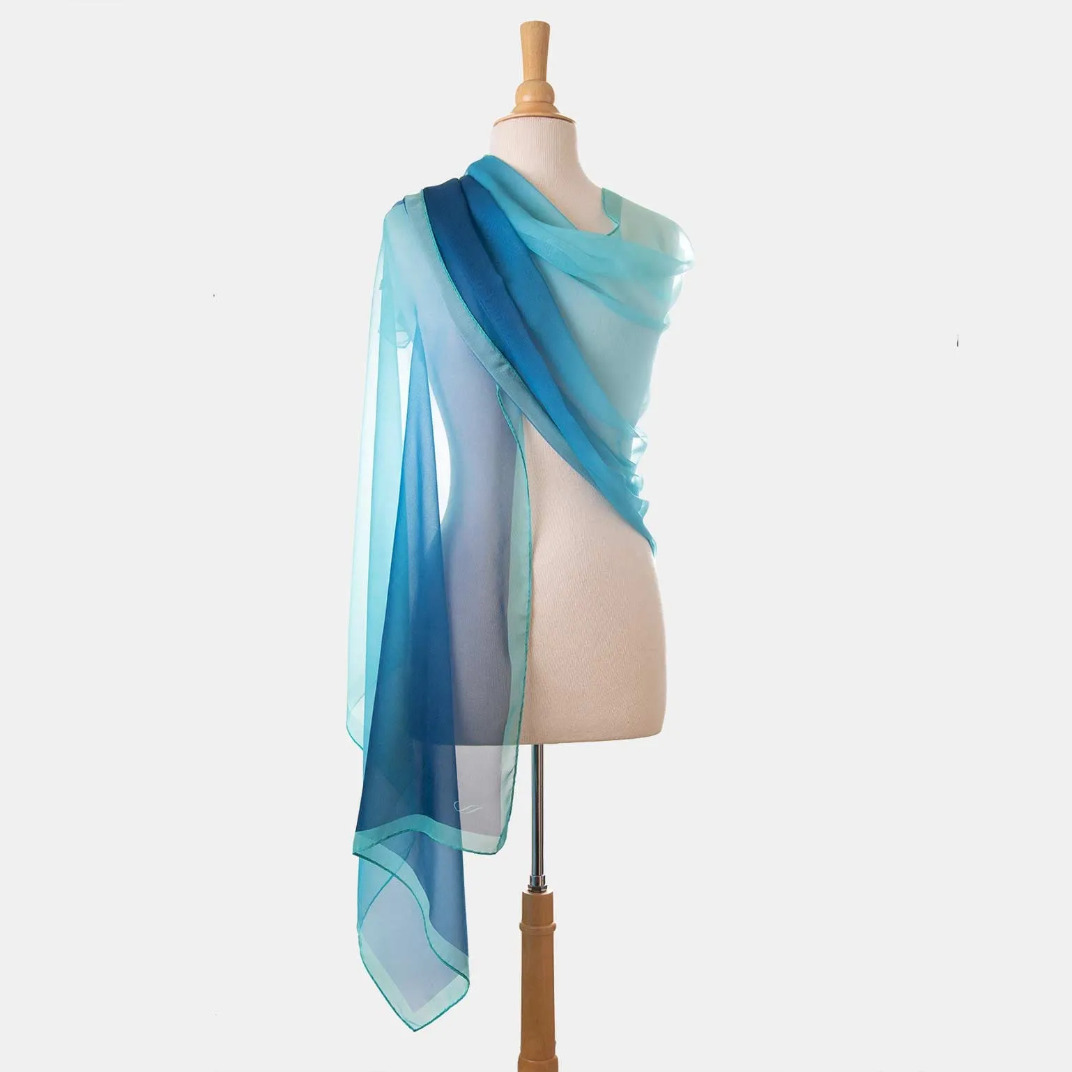 Sophia - Silk Scarf/Shawl - Sea Blue