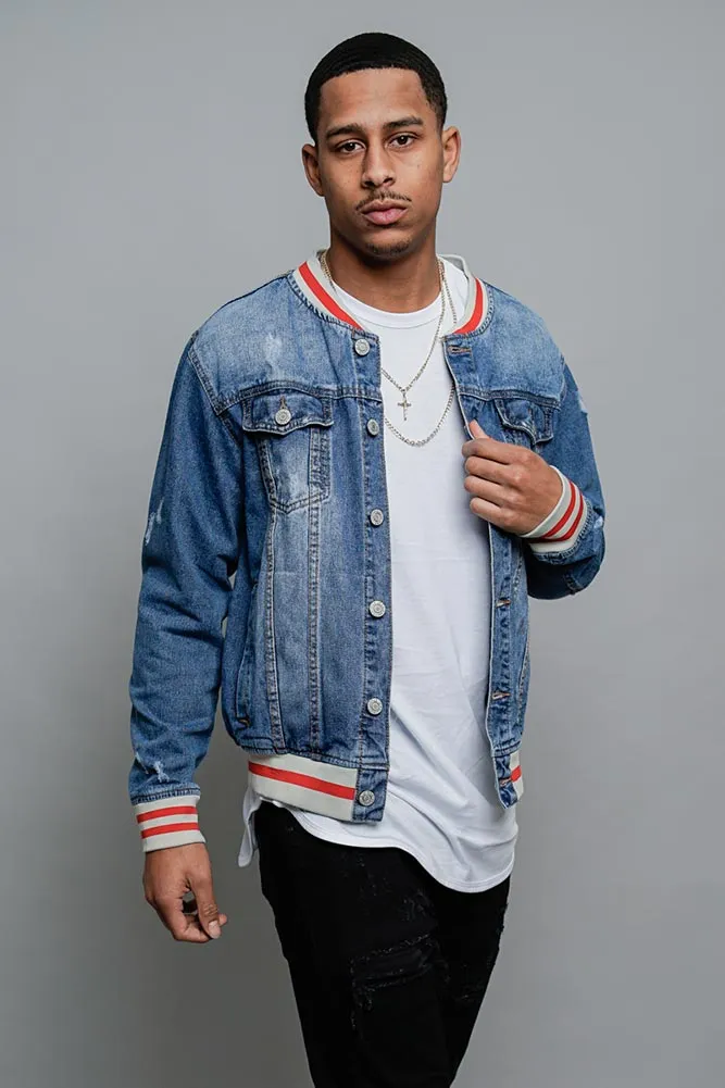 Striped Rib Denim Jacket