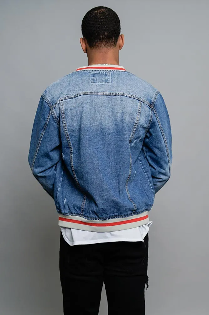 Striped Rib Denim Jacket