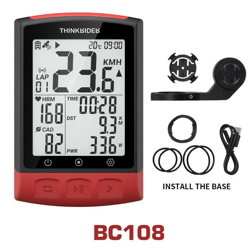 ThinkRider BC108 GPS Bicycle Computer Cycling Speedometer BLE 4.0 ANT  Ciclismo Power Meter for Garmin Zwift Bike Accessories