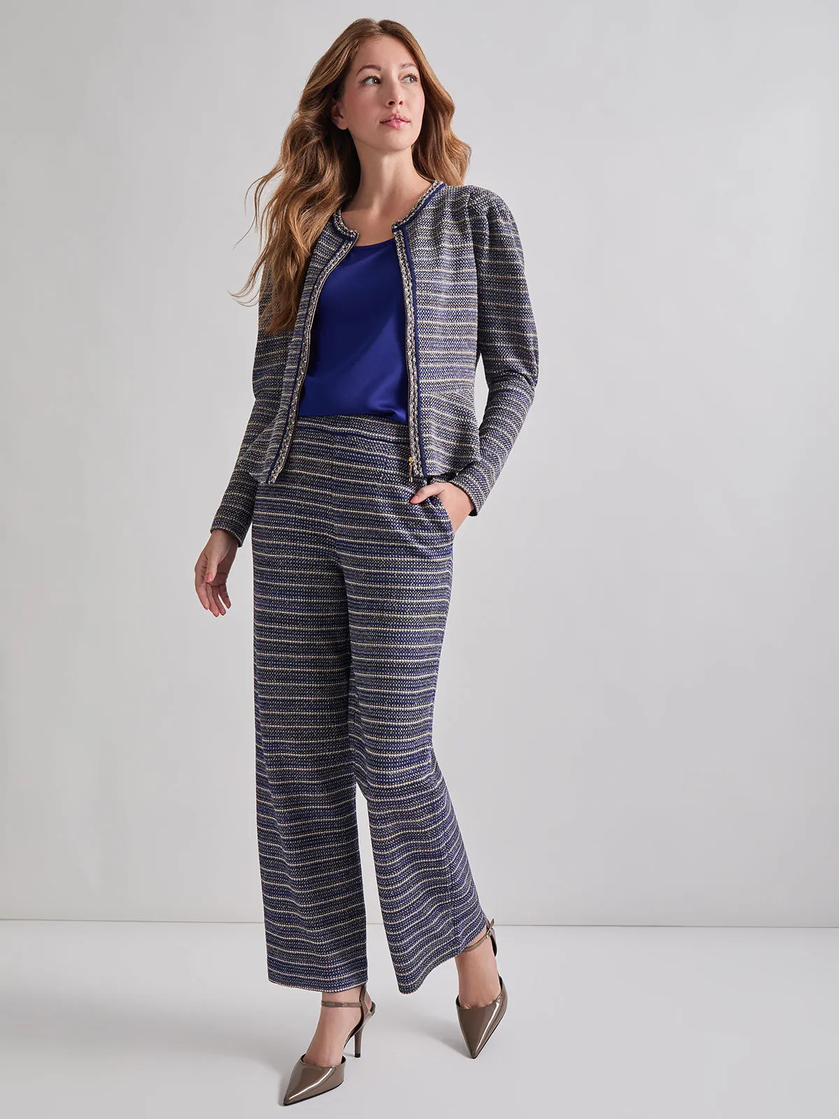 Tweed Knit Peplum Jacket