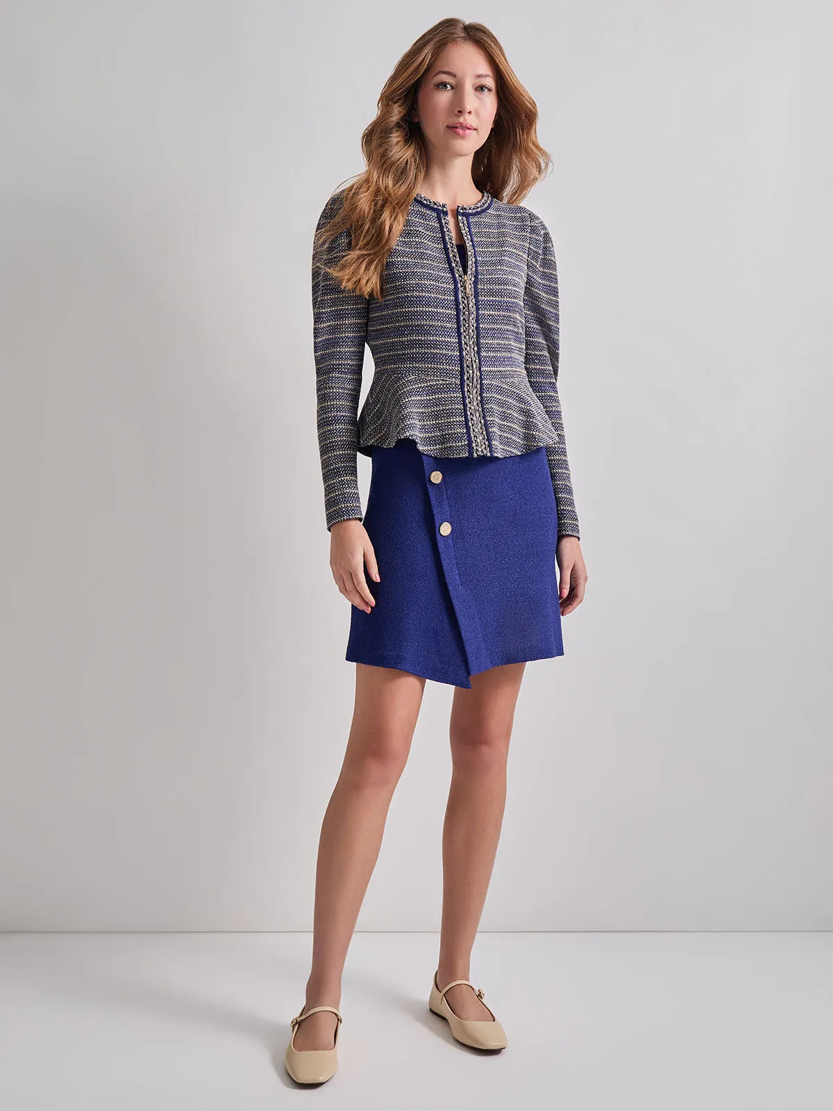 Tweed Knit Peplum Jacket