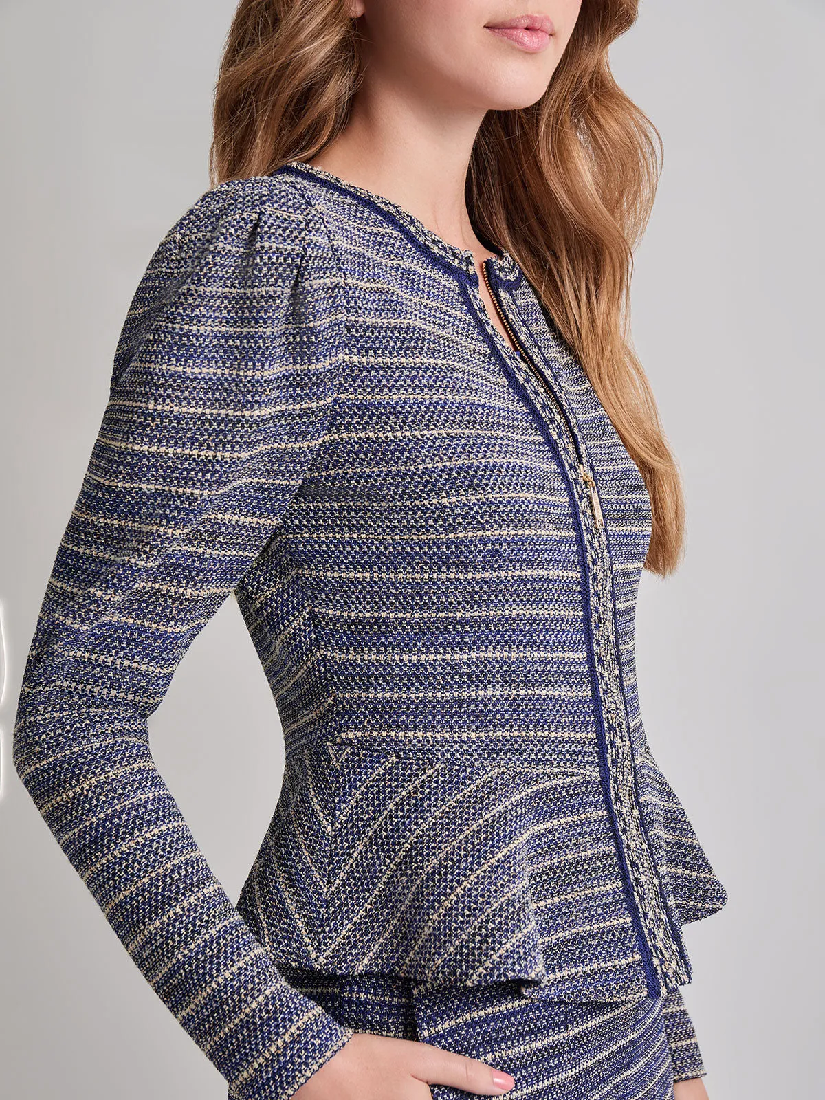 Tweed Knit Peplum Jacket