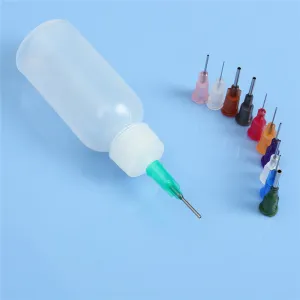 Wholesale Price 50ml Empty E-liquid Plastic Rosin Flux Alcohol Bottle for Dispenser Rosin Solder Flux Paste  11Pcs Needles
